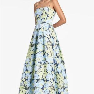 Floral Blue and Green Maxi Dress